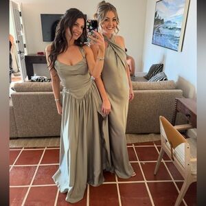 Show Me Your MuMu Abigail Maxi Dress Moss Green Luxe Satin